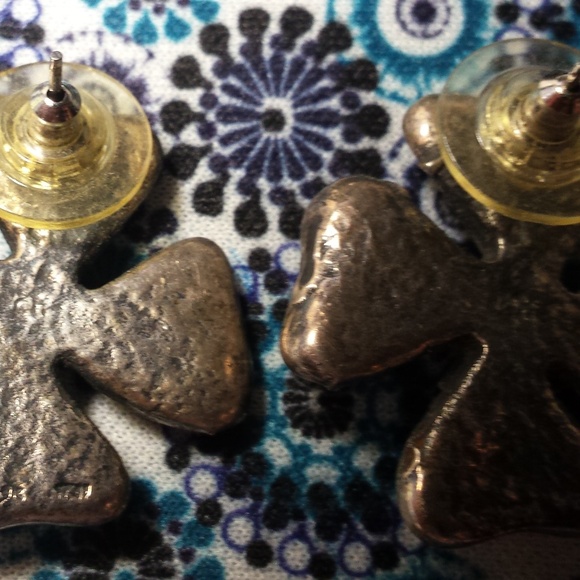 HEAVY Sterling Dogwood Earrings - Picture 7 of 7